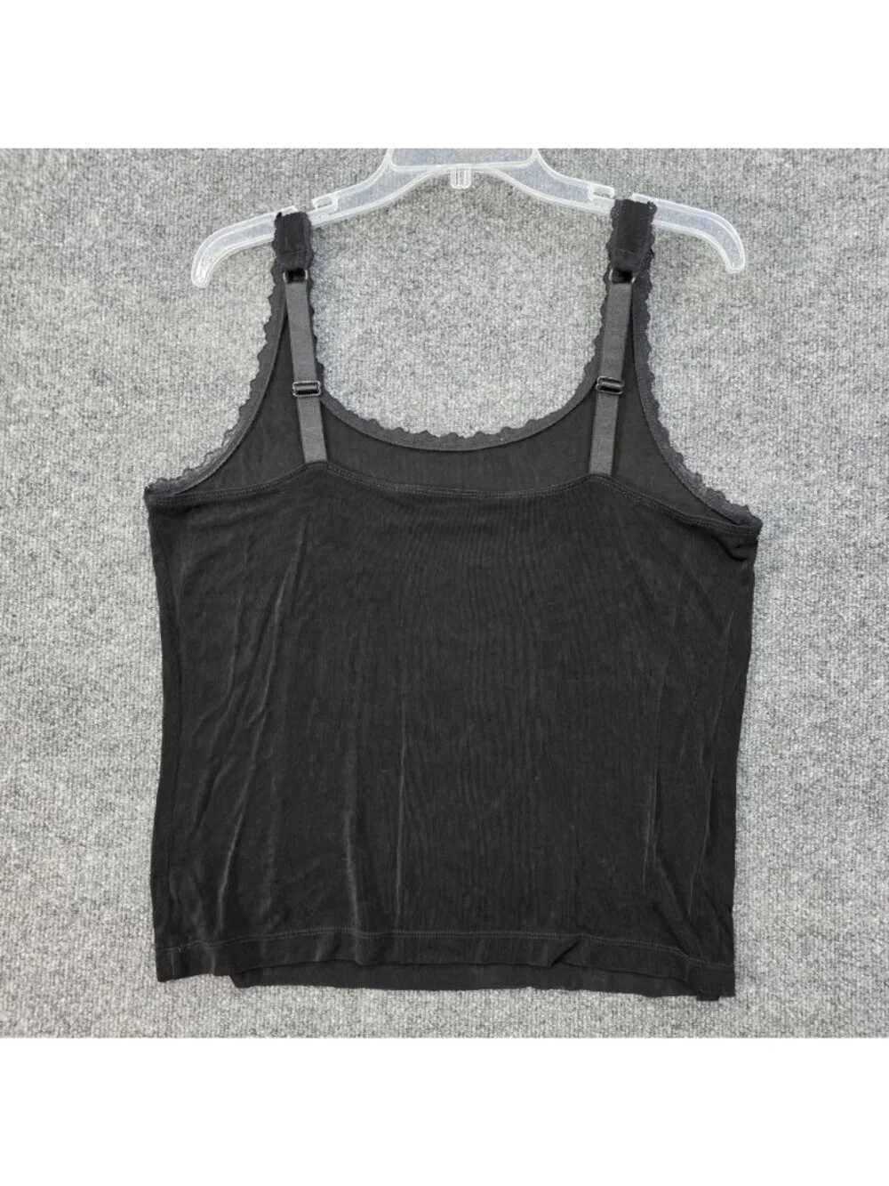 Chico's Lace Trim Cami 3 XL Black Stretch Coquette Gothic Layers Y2K Dark Fairy